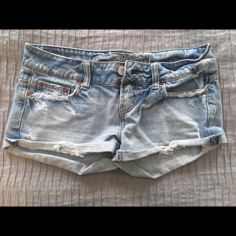 AE Light Wash Denim Shorts